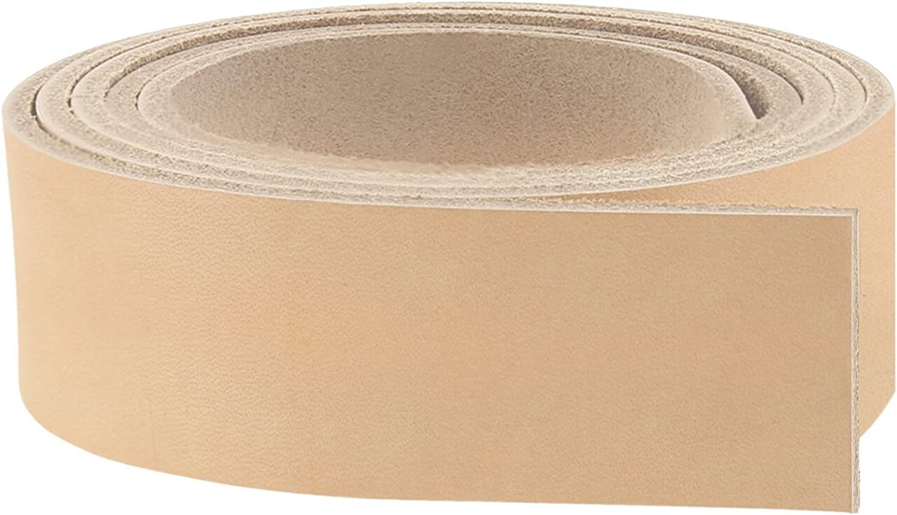 #2 Vegetable Tan Import Cowhide Leather Strip 8/9 oz Size: 50&#x22; Length and 1/2&#x22; to 4&#x22; Width